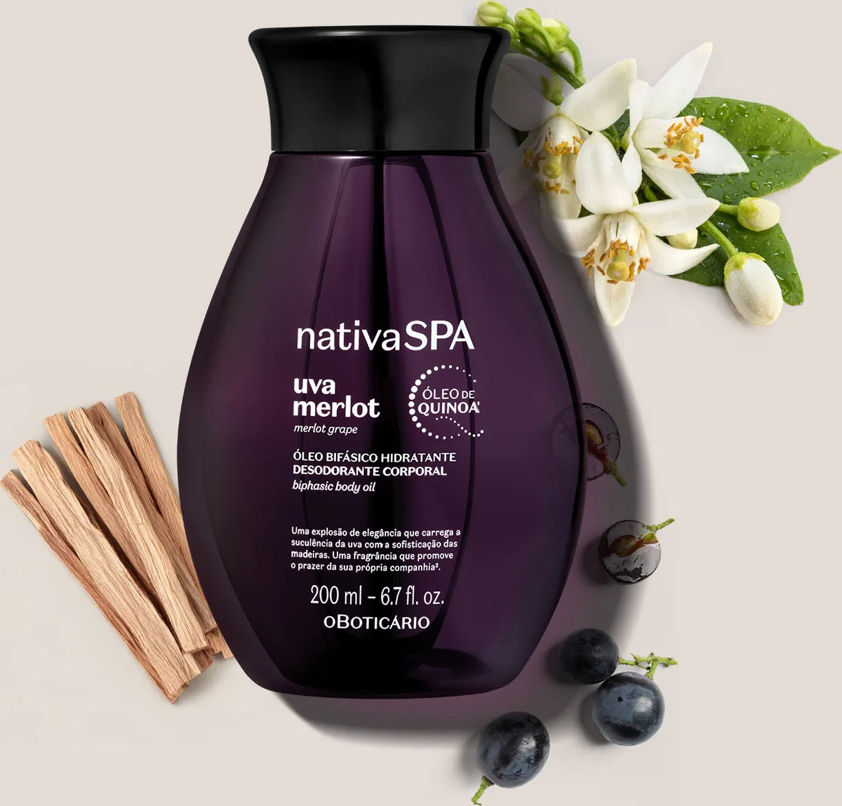 NativaSPA Uva Merlot Óleo Bifásico avec orchidées et bois 200ml
