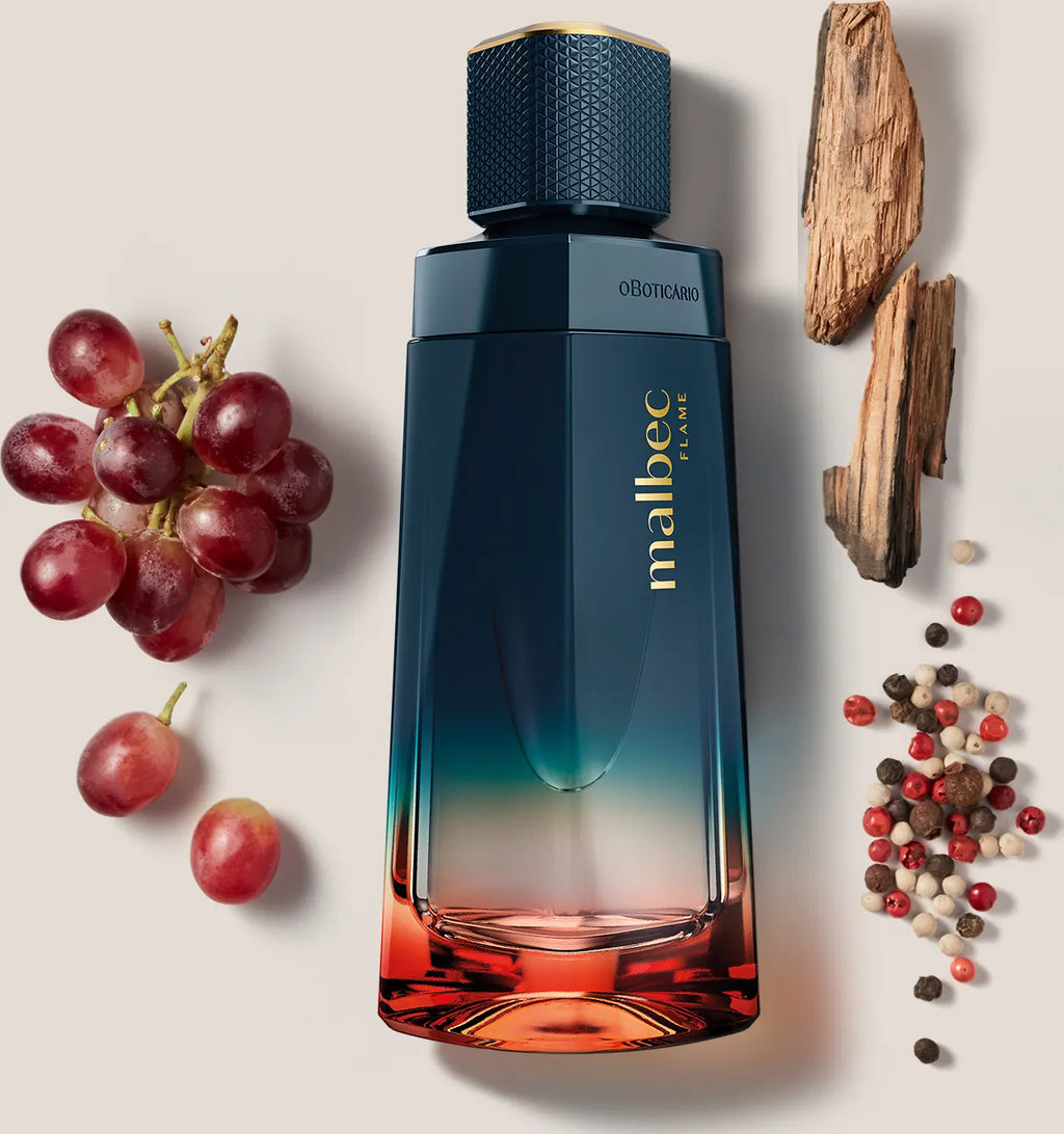Malbec Flame flacon avec raisins et poivre - vue de côté 100ml