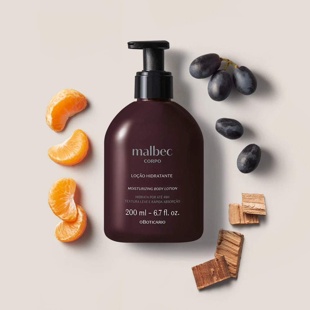 Malbec Corpo Loção Hidratante flacon avec mandarine, raisins noirs et bois 200ml