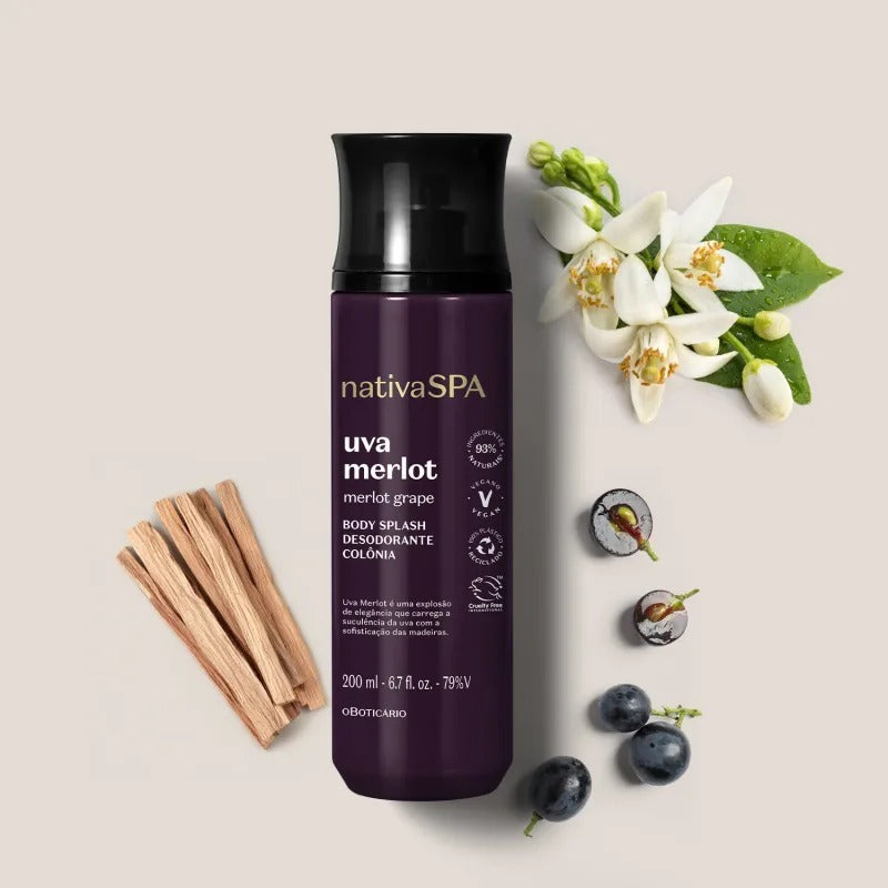 NativaSPA Uva Merlot Body Splash 200ml - 93% ingrédients naturels, végan