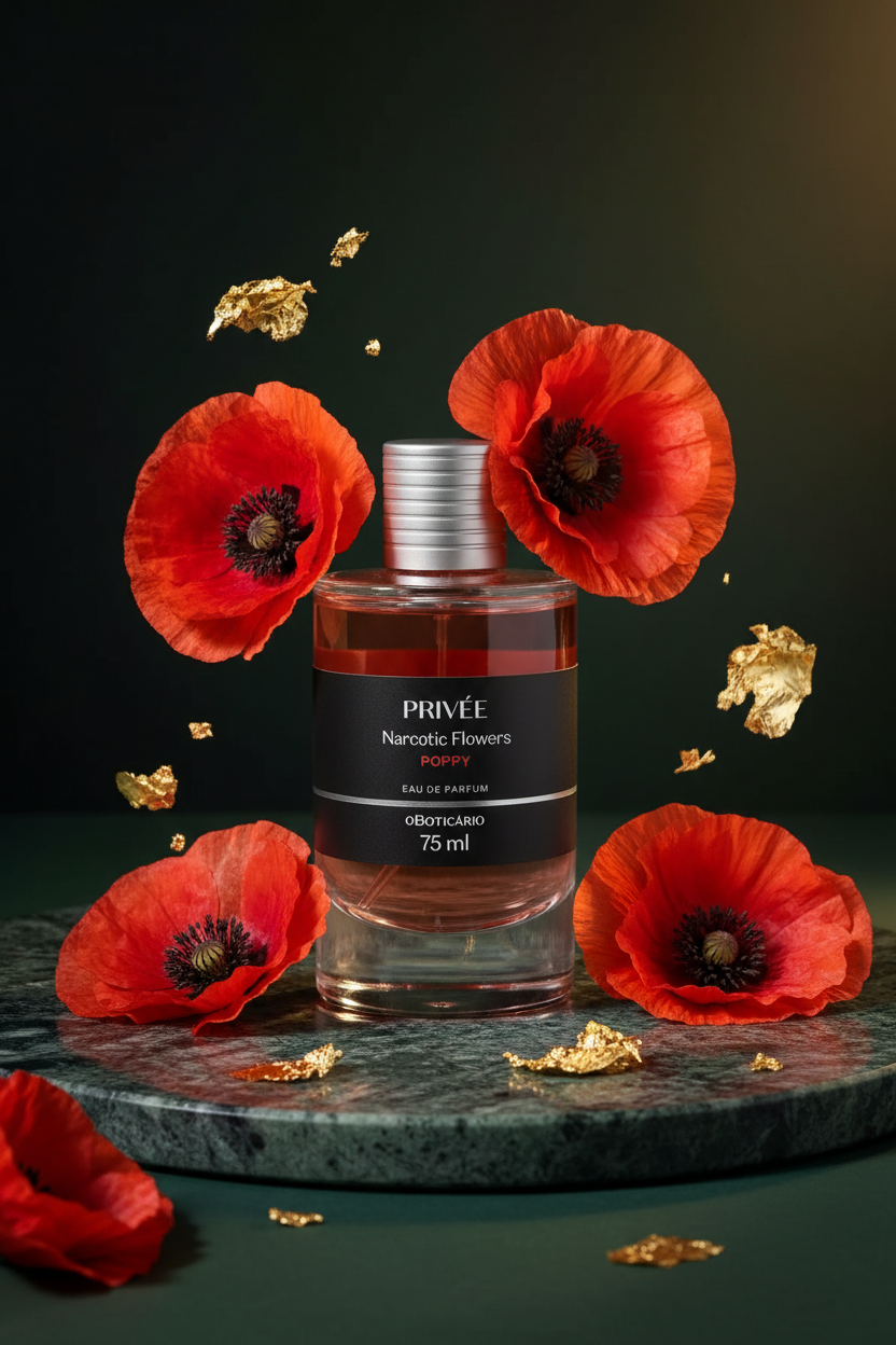 Privée Poppy – Fundo Verde & Dourado